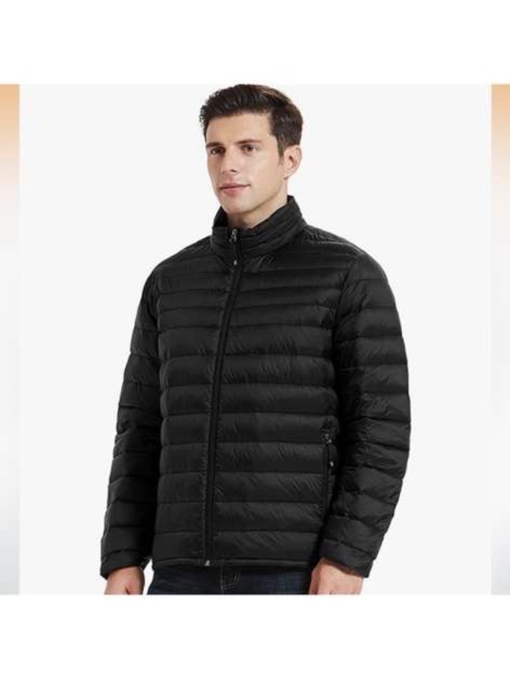 Men's Black Lightweight Packable Puffer Jacket